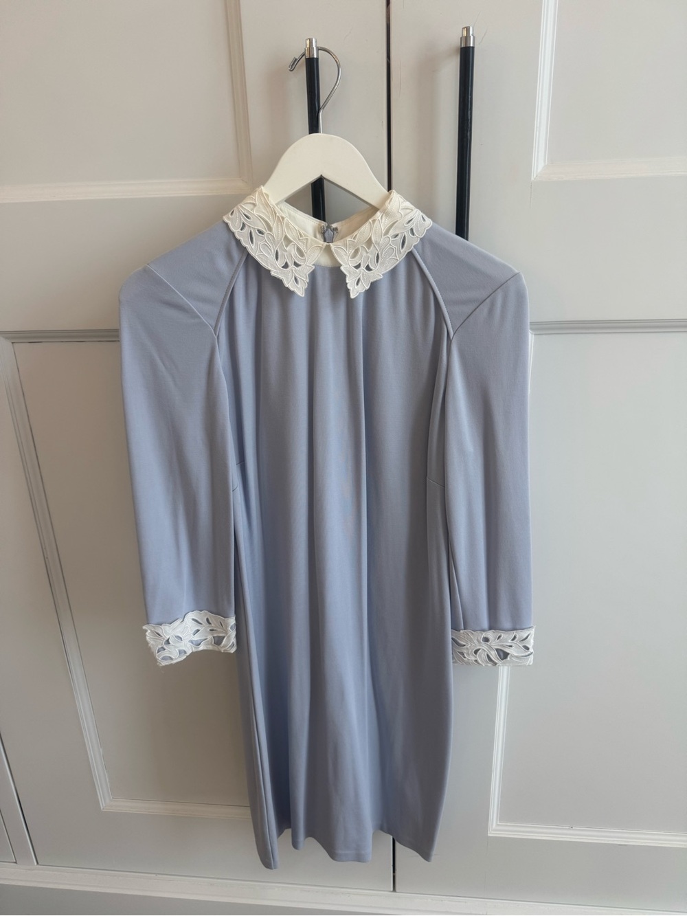 Light Blue Dress with White Crochet Collar
